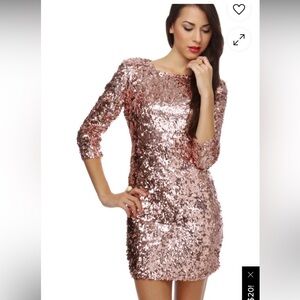 Rubber Ducky Sequin-dy City Pink Sequin Dress Formal Sz M